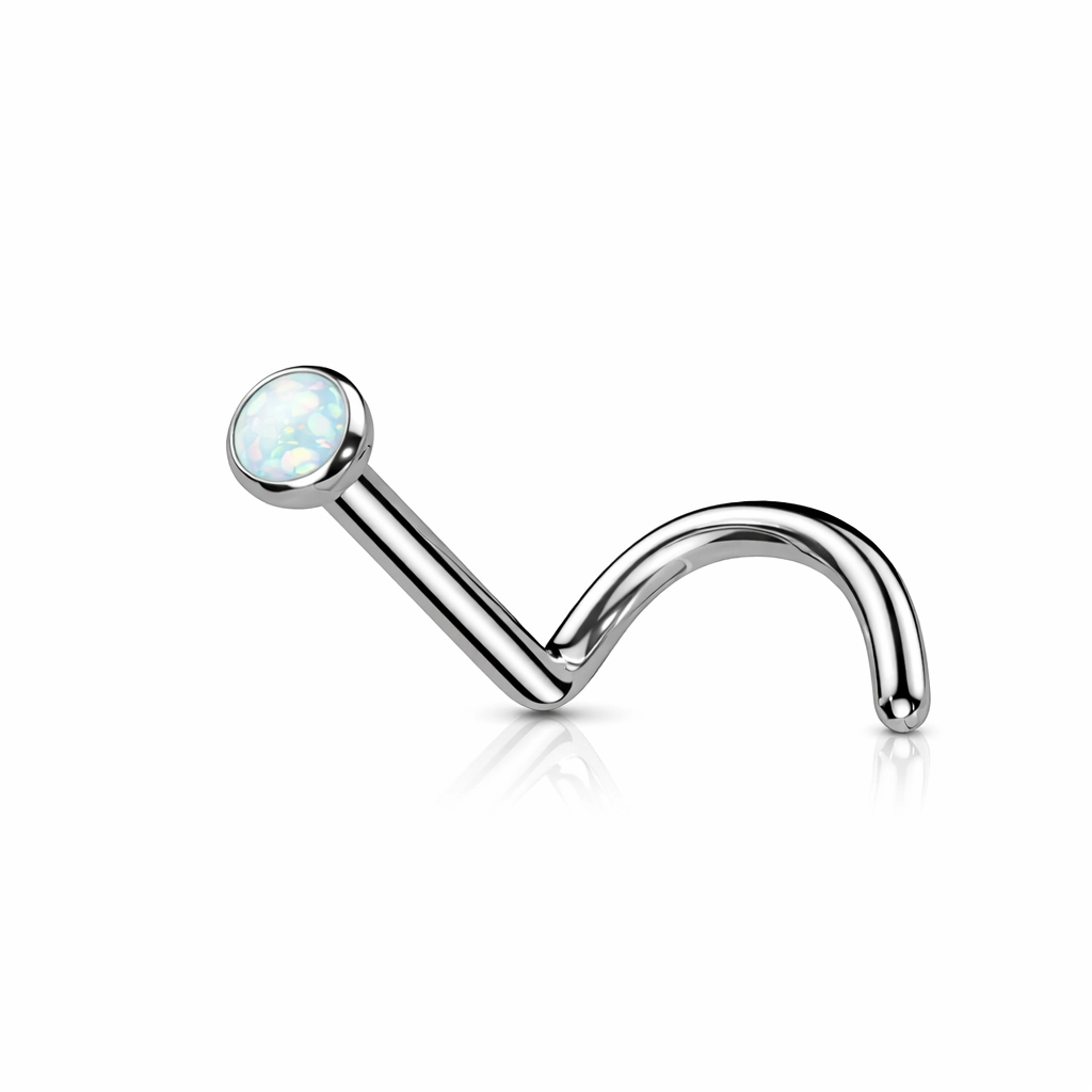 Piercing Nez en Titane ASTM F136 Premium - Stud de Nez & Strass Rond Plat Opale*