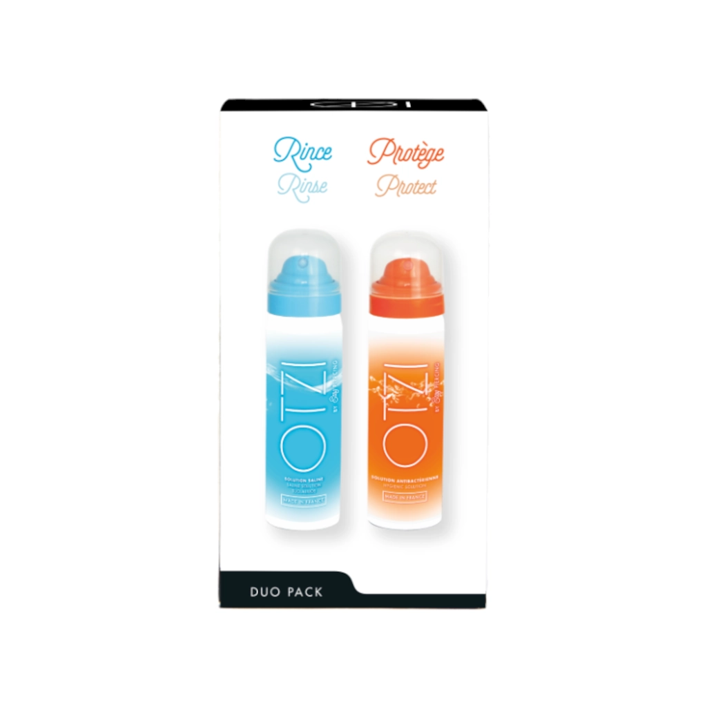 Soin Piercing - Easy Piercing By Otzi Duo Pack - Kit de soin solution saline et antibactérienne*