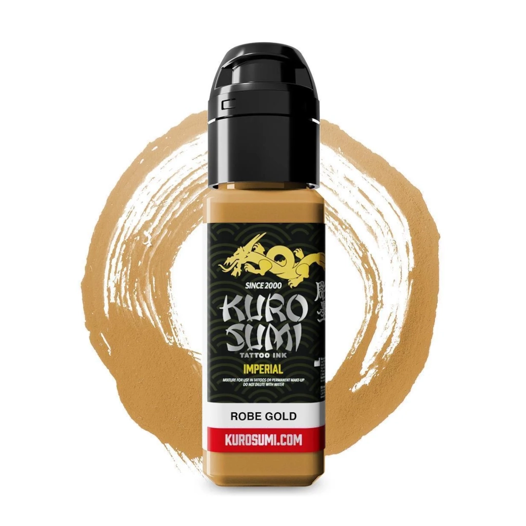 Encre de Tatouage Jaune Kuro Sumi Imperial Robe Gold V2 – Conforme REACH – Pigment Professionnel Haute Intensité*