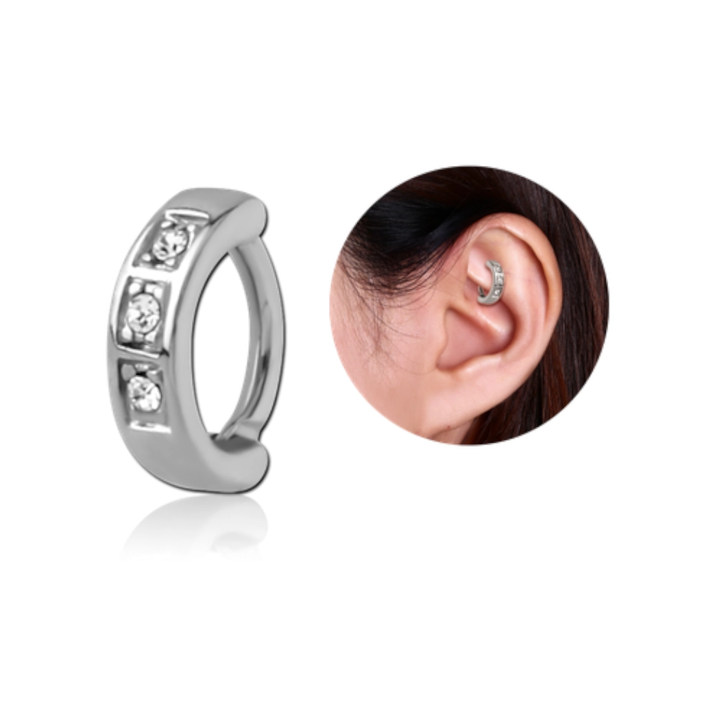 Piercing Anneau - Acier 316L - Clicker rook avec fermeture à charnière 1,2 x 6 mm*