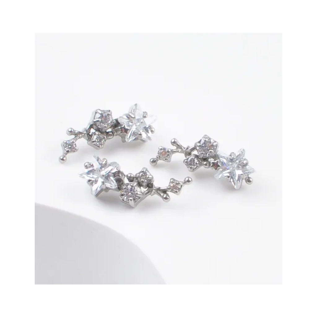 Piercing Labret - Titane Astm F136 - Labret n°498 avec pas de vis interne fleur étoilée hauteur 14 mm*