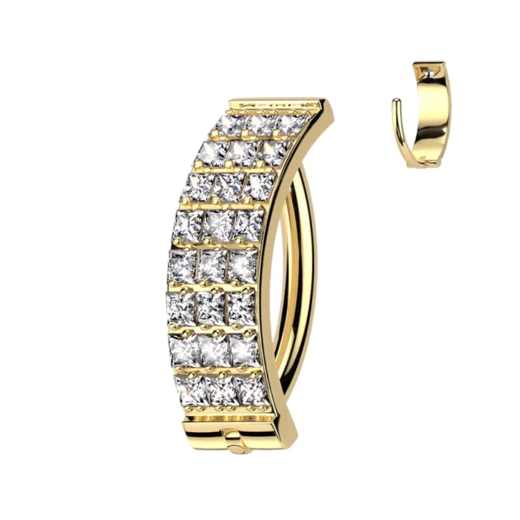 Piercing Banane - Titane Astm F136 Stérile Gold - Anneau clicker nombril 1,6 x 10 mm*