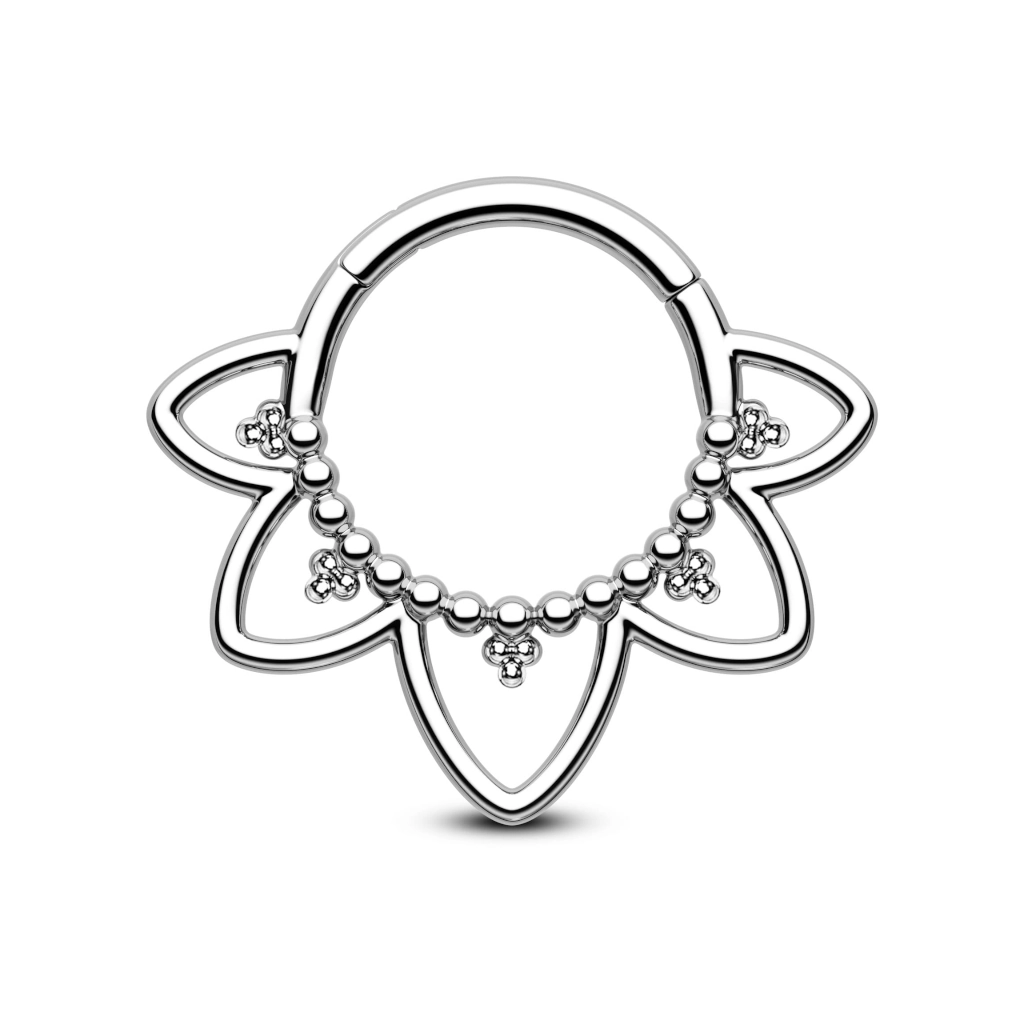 Piercing Anneau - Titane F136 Stérile - Clicker 3027 avec fermeture à charnière motif ornemental multi boules 1,2 x 8 mm*