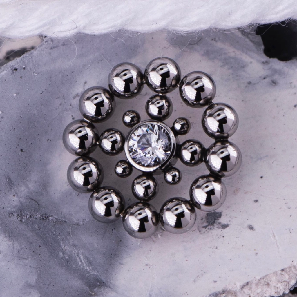 Piercing Labret - Titane Astm F136 Stérile - Labret n°350 avec pas de vis interne strass perlé*