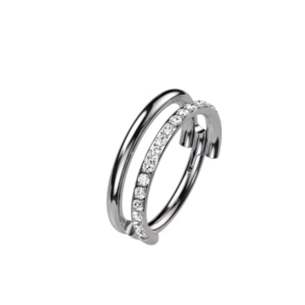 Piercing Anneau - Titane F136 Stérile - Clicker 693B avec fermeture à charnière 1,2 x 8 mm*