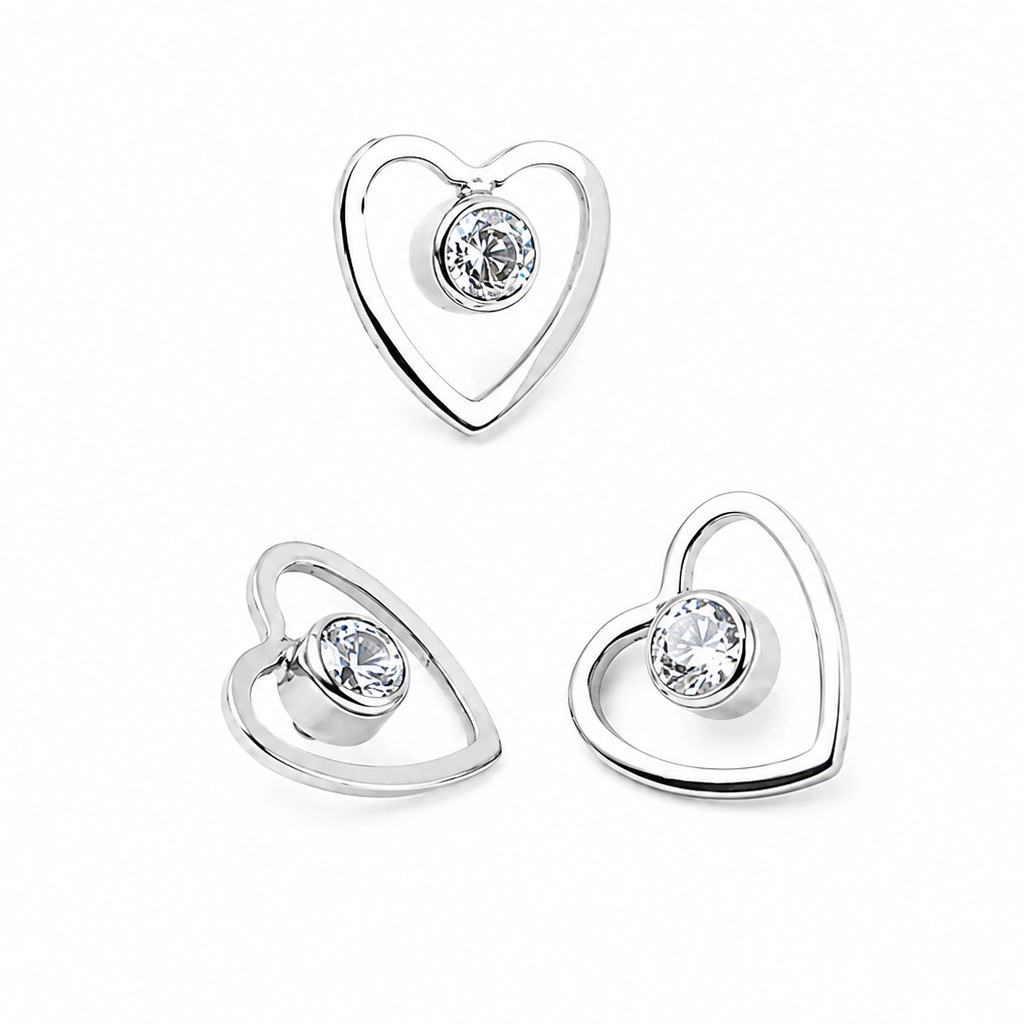 Piercing Labret Titane ASTM F136 Premium – Labret 450 Filetage Interne Stérile & Embout Cœur Strass 7 mm*