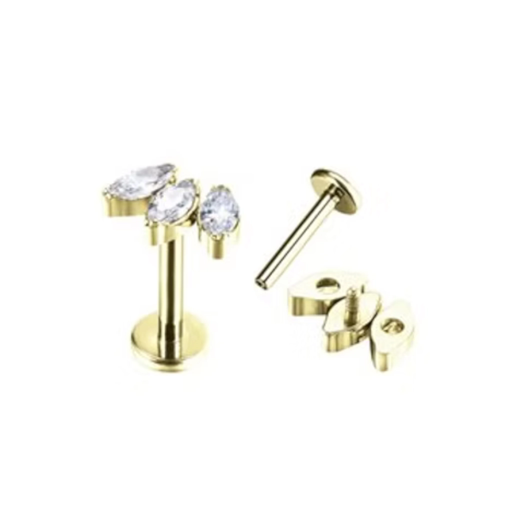 Piercing Labret - Titane F136 Gold Stérile - Labret 546 interne en titane pvd gold 1,2 x 8 mm*