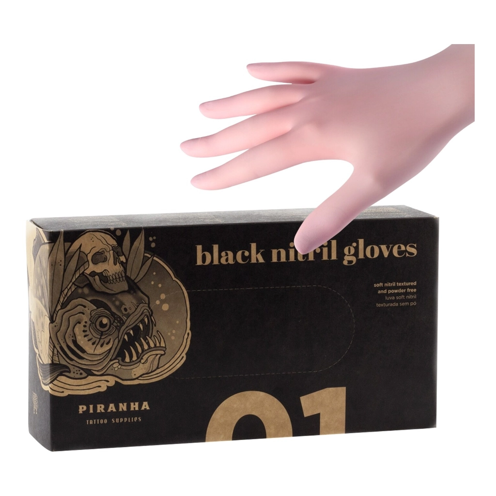Gants Tattoo & Piercing Nitrile Rose Piranha Pink – Boîte de 100 Gants Non Poudrés*