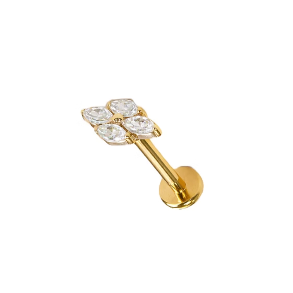 Piercing Labret - Titane F136 Gold Stérile - Labret 3026 interne en titane pvd gold 1,2 x 6 mm*
