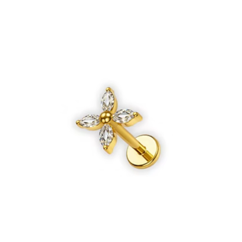 Piercing Labret - Titane F136 Gold Stérile - Labret 1874 interne en titane pvd gold 1,2 x 8 mm*