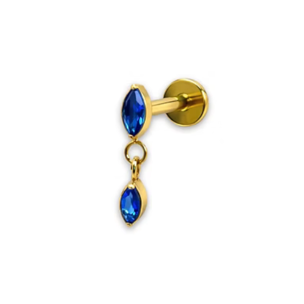 Piercing Labret - Titane F136 Gold Stérile - Labret 3063 interne en titane pvd gold 1,2 x 8 mm*