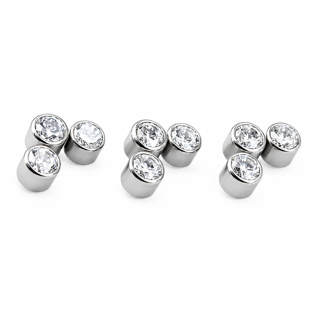 Piercing Labret Titane ASTM F136 Premium – Labret 38 Filetage Interne Stérile & Embout 3 Strass Rond*