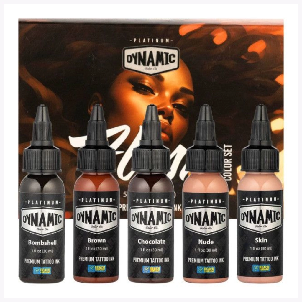 Set Encre Tattoo - Platinum By Dynamic Set Flesh - Mélange pour le tatouage encre reach 5 x 30 ml*