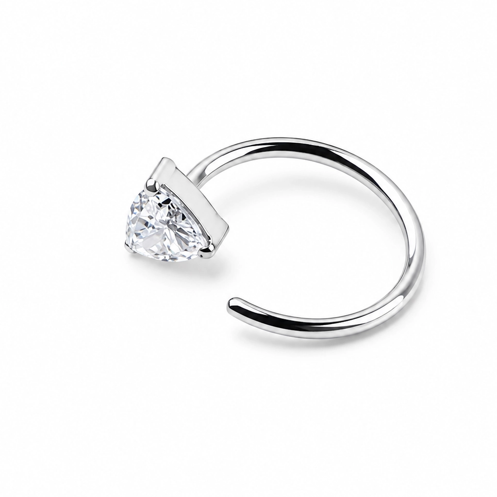 Piercing Nez Titane ASTM F136 Premium – Anneau de Nez Stérile 0,8 x 8 mm & Embout Triangle Strass Rond 3,5 mm* 