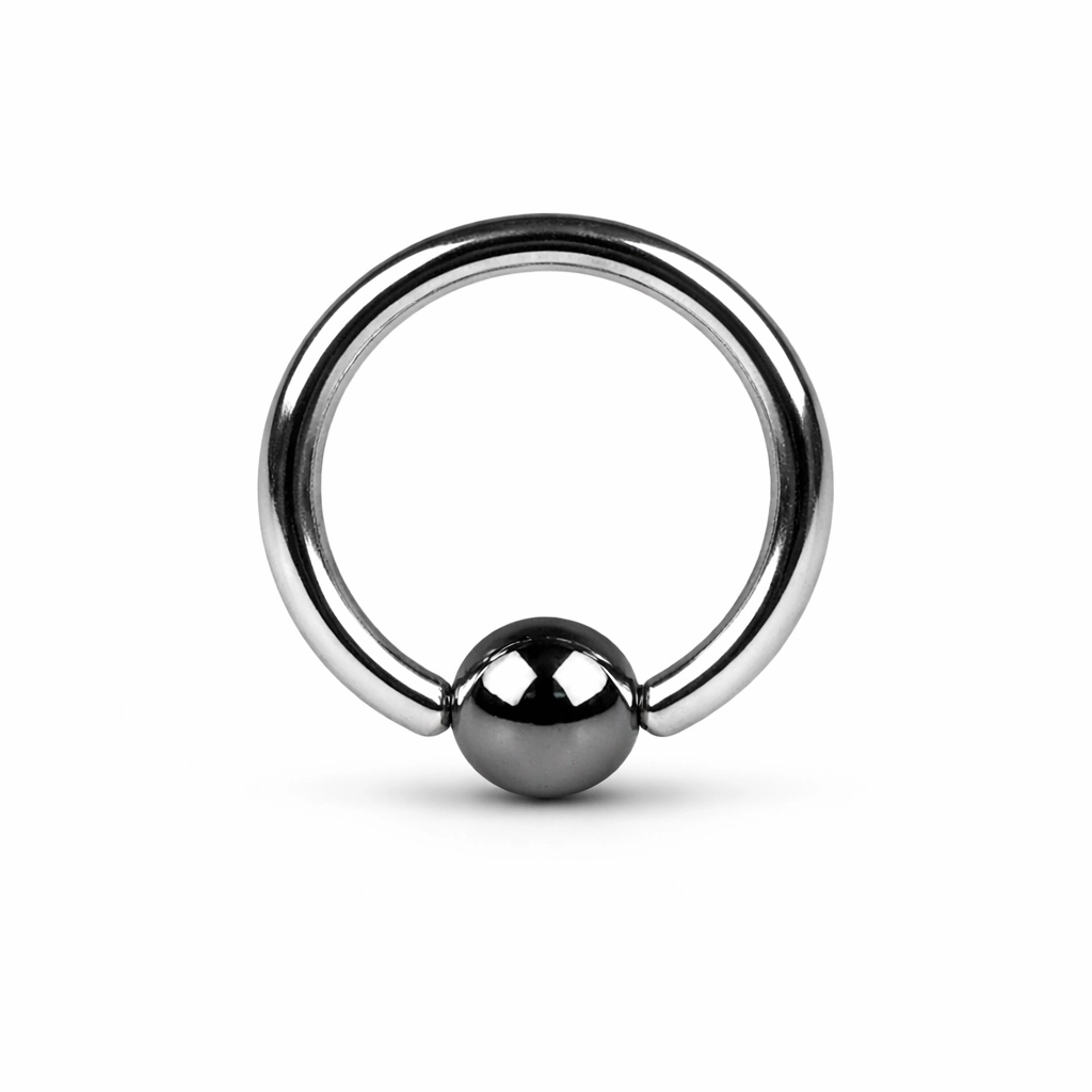 Anneau BCR en Titane Astm F136 – Piercing Professionnel Grade Implant & Haute Qualité Bille Hématite*