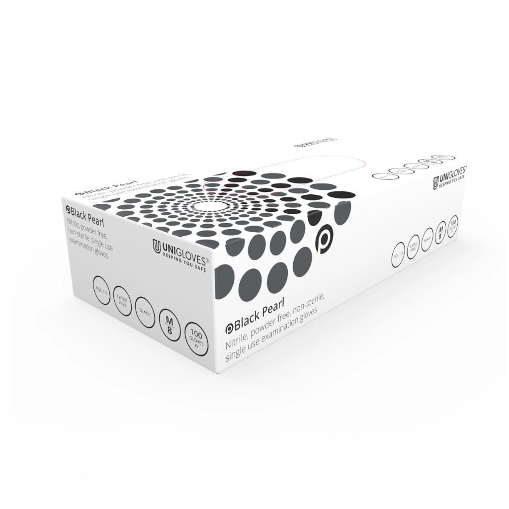 Gant Tatouage - Unigloves Black Pearl - Boite de 100 gants en nitrile noir non poudre*