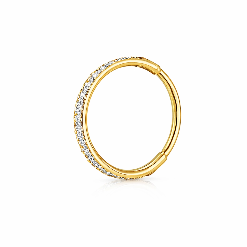 Anneau Clicker Titane ASTM F136 Stérile – Bijou de Piercing Hypoallergénique Sertie Strass Gold*