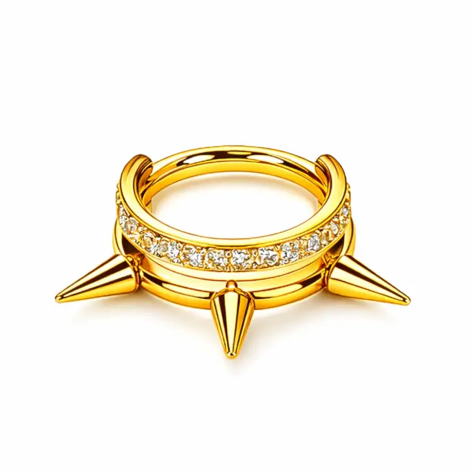Piercing Anneau - Titane F136 Stérile - Clicker 1622 avec fermeture à charnière strass et pointe 1,2 x 8 mm*