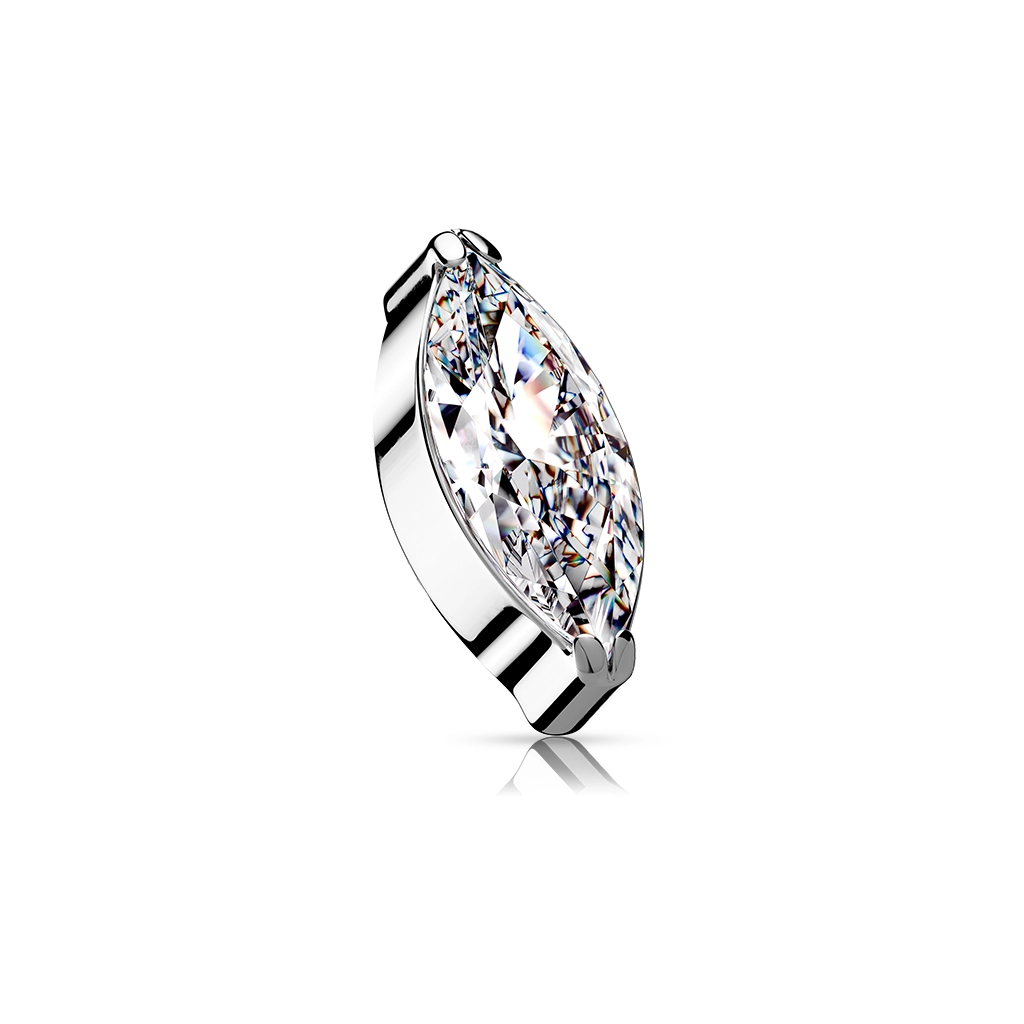 Piercing Embout Titane ASTM F136 Premium – Embout 130 Filetage Interne & Strass Losange largeur 4 mm pour Piercing 1,2 mm*