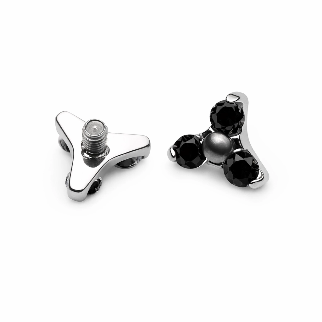 Piercing Embout Titane ASTM F136 Premium – Embout 13 Filetage Interne & 3 Strass Trinité Couleur largeur 5 mm*