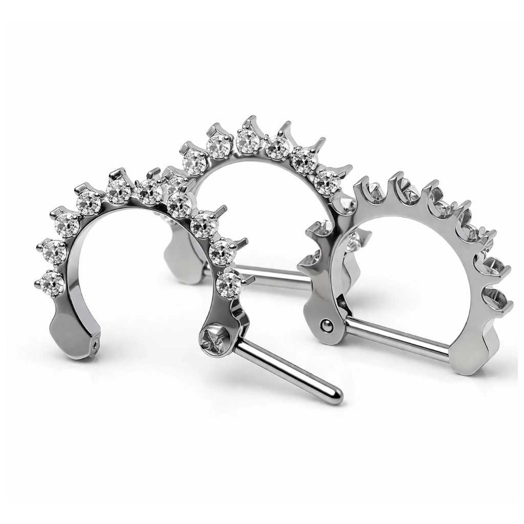 Piercing Anneau Titane ASTM F136 Premium – Anneau Septum 61 avec 10 strass*