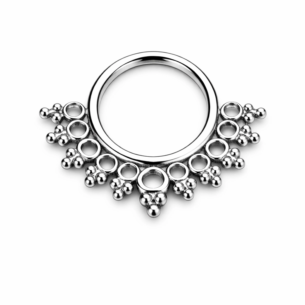 Piercing Anneau Titane ASTM F136 Premium – Clicker 57 avec Fermeture à Charnière Cercles & perles*
