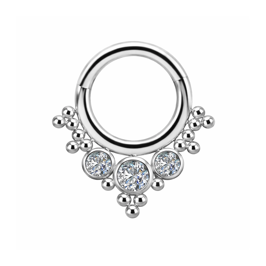 Anneau Clicker Titane Zirconia DEVILHEART® – Piercing Haut de Gamme Résistant & Brillant*