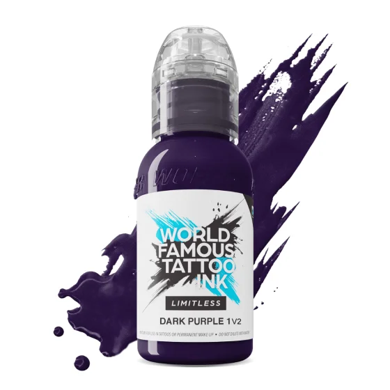 Encre de Tatouage Violette World Famous Dark Purple 1 V2 – Conforme REACH – Pigment Professionnel Haute Intensité*