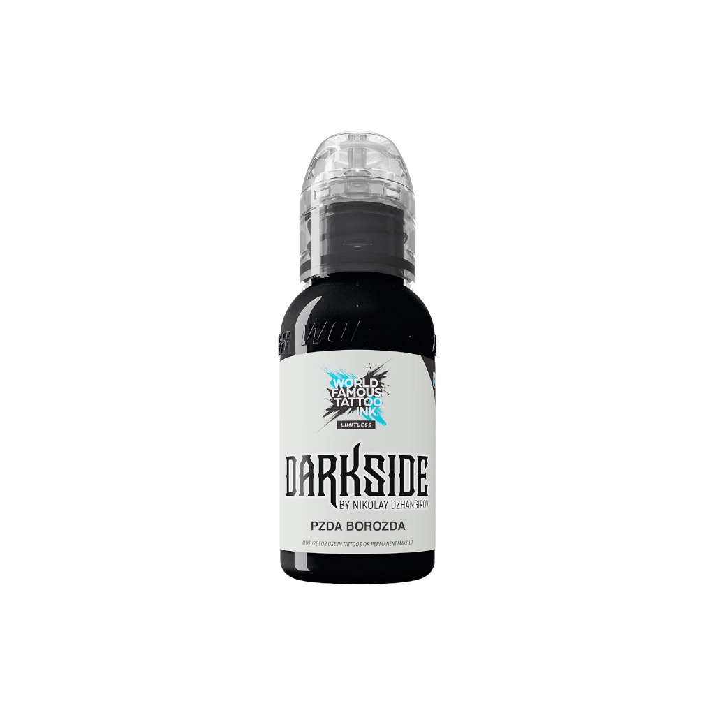 Encre de Tatouage Noire World Famous Darkside PZDA Borozda – Conforme REACH – Pigment Professionnel Haute Intensité*