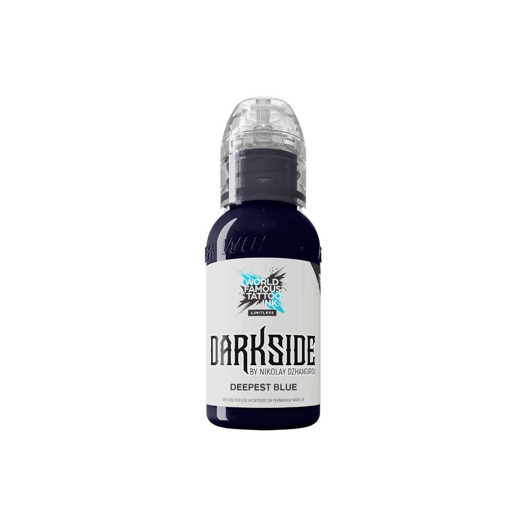 Encre de Tatouage Noire World Famous Darkside Deepest Blue – Conforme REACH – Pigment Professionnel Haute Intensité*