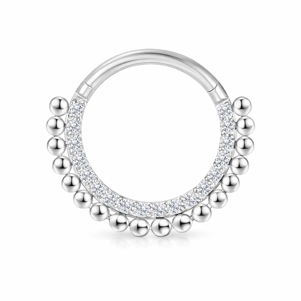 Piercing Anneau Titane ASTM F136 Premium – Clicker 103 Sertie Strass et Perles Qualité Implant*