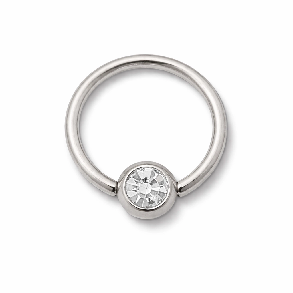 Piercing Anneau - Acier - Anneau Bcr avec bille 4mm cristal blanc