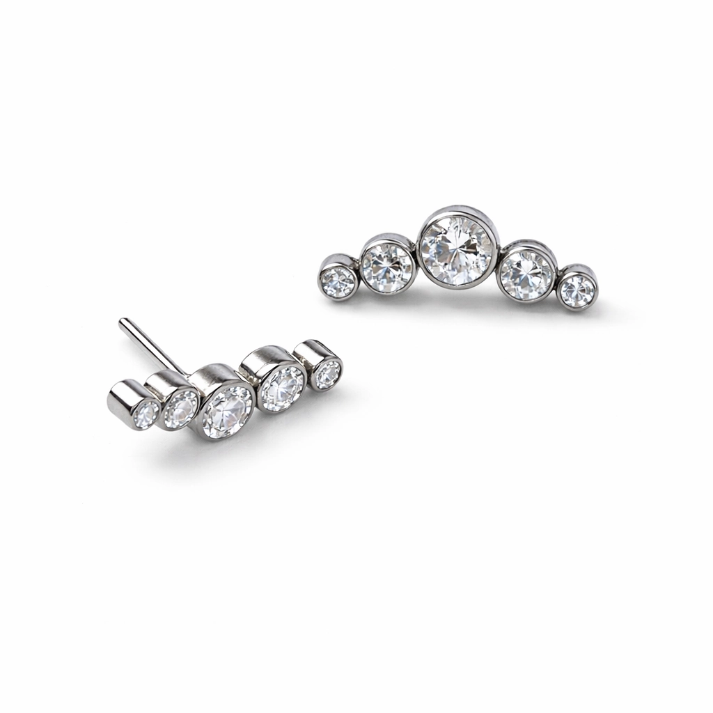 Embout Piercing Cluster 5 Strass Titane ASTM F136 Threadless – Bijou Piercing Haut de Gamme Hypoallergénique Ultra Résistant*