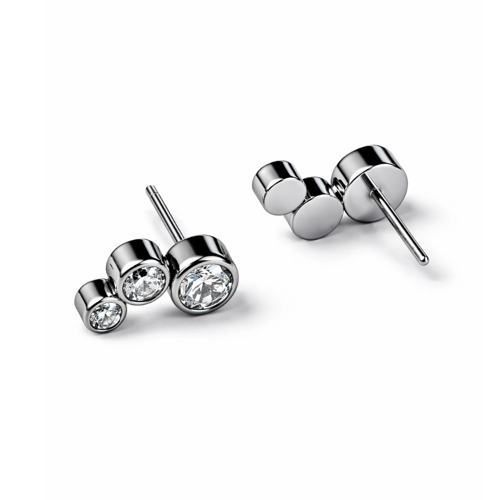 Embout Piercing Trinity 3 Strass Titane ASTM F136 Threadless – Bijou Piercing Haut de Gamme Hypoallergénique Ultra Résistant*