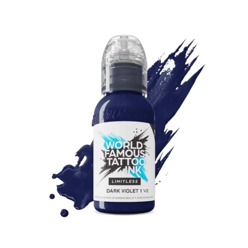 Encre de Tatouage Violette World Famous Dark Violet 1 V2 – Conforme REACH – Pigment Professionnel Haute Intensité* 