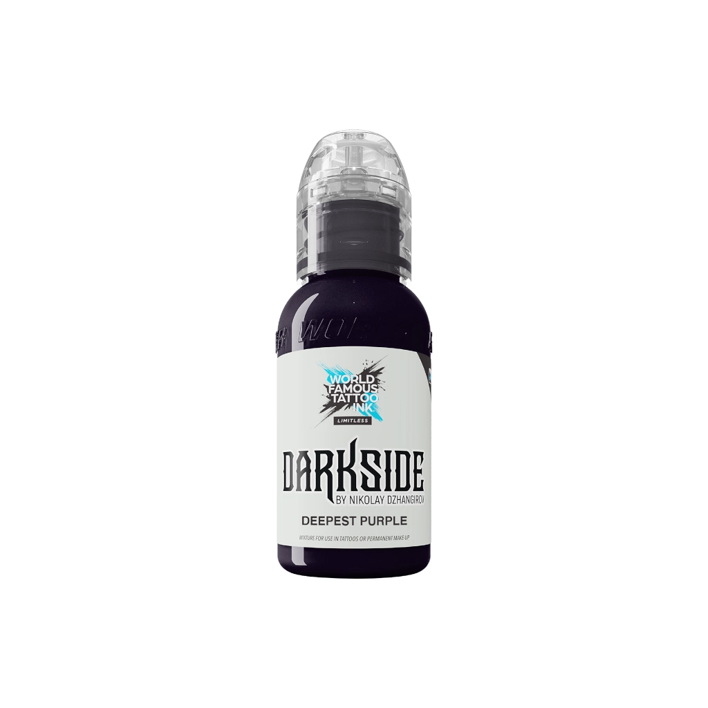 Encre de Tatouage Noire World Famous Darkside Deepest Purple – Conforme REACH – Pigment Professionnel Haute Intensité*