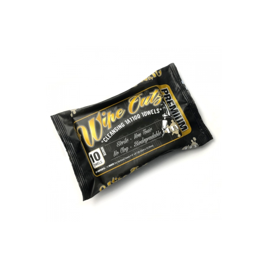 Wipe Outz Dry - Sachet de 10 serviettes sèche stérile noire