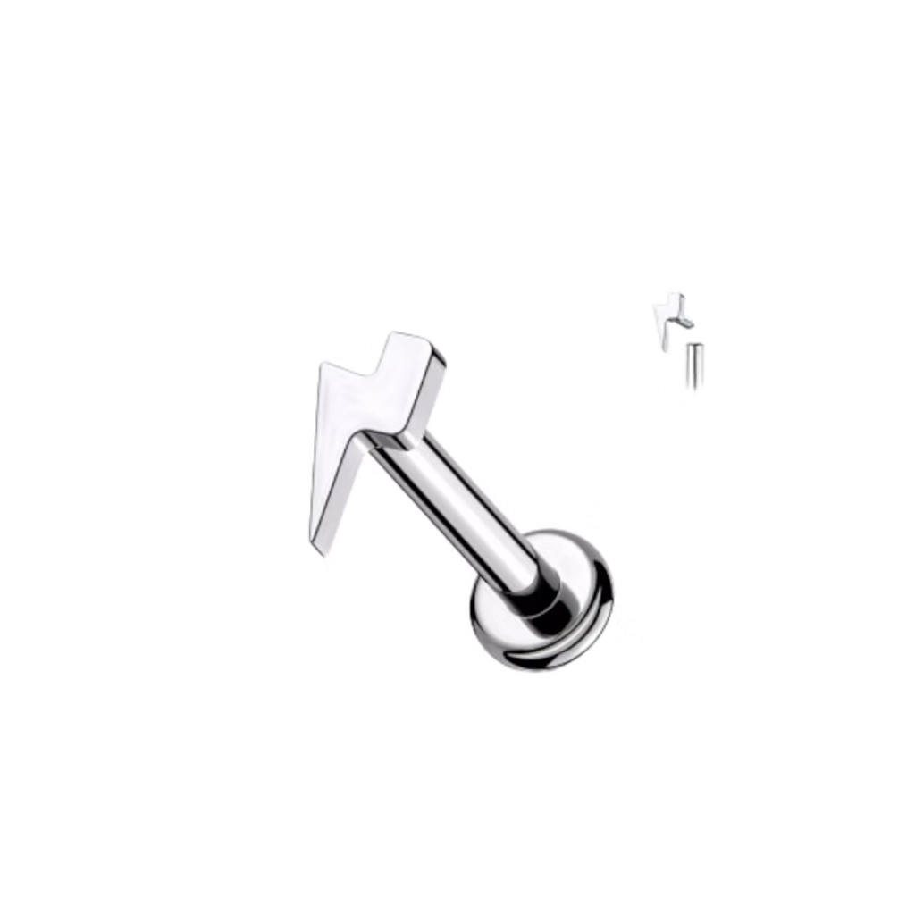 Piercing Labret Titane ASTM F136 Premium – Filetage Interne Stérile & Embout Éclair 8 mm*