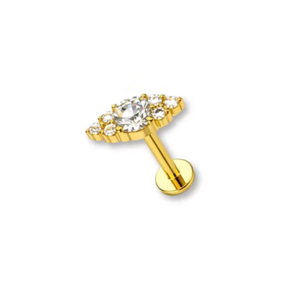 Piercing Labret - Titane F136 Gold Stérile - Labret 2132 interne en titane pvd gold 1,2 x 8 mm*