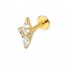 Piercing Labret Titane F136 – Labret 3042 Filetage Interne Stérile Gold & Embout Strass Losange*