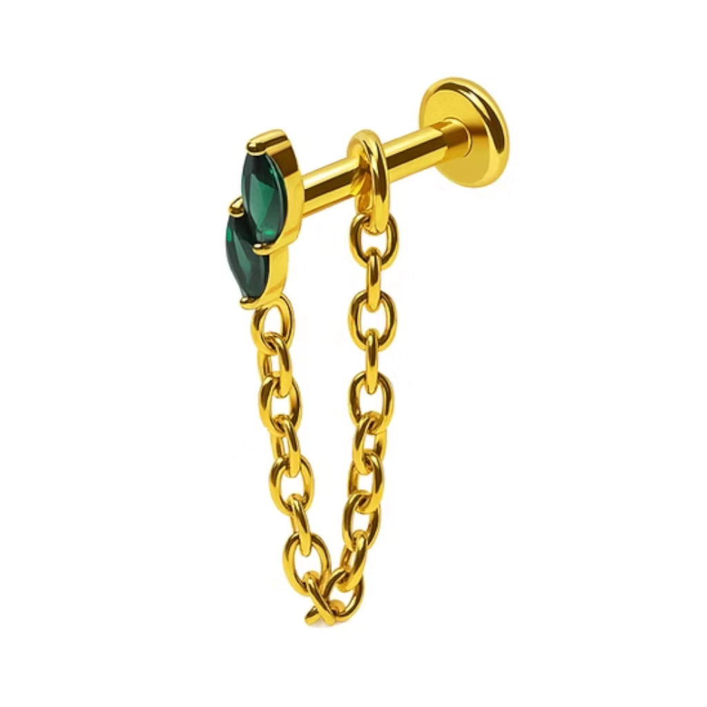 Piercing Labret - Titane F136 Gold Stérile - Labret 3083 interne en titane pvd gold 1,2 x 8 mm*
