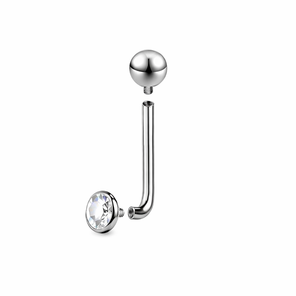 Piercing Barbell Intime Titane ASTM F136 Premium – Christina Filetage Interne Stérile & Strass 4 mm* 