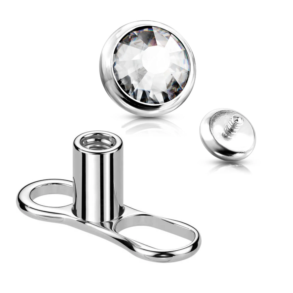 Piercing Surface Titane ASTM F136 - Micro Dermal Stérile & Embout Strass Étincelant*