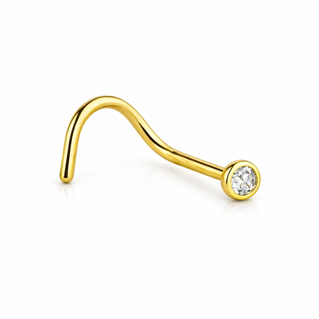 Piercing Nez Titane ASTM F136 Premium – Stud de Nez Gold Stérile & Bille Strass Piercing Professionnel* 