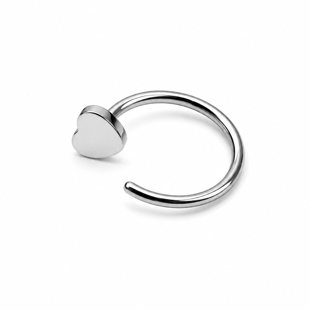 Piercing Nez Titane ASTM F136 Premium – Anneau de Nez Stérile 0,8 x 8 mm & Embout Cœur 4 mm*