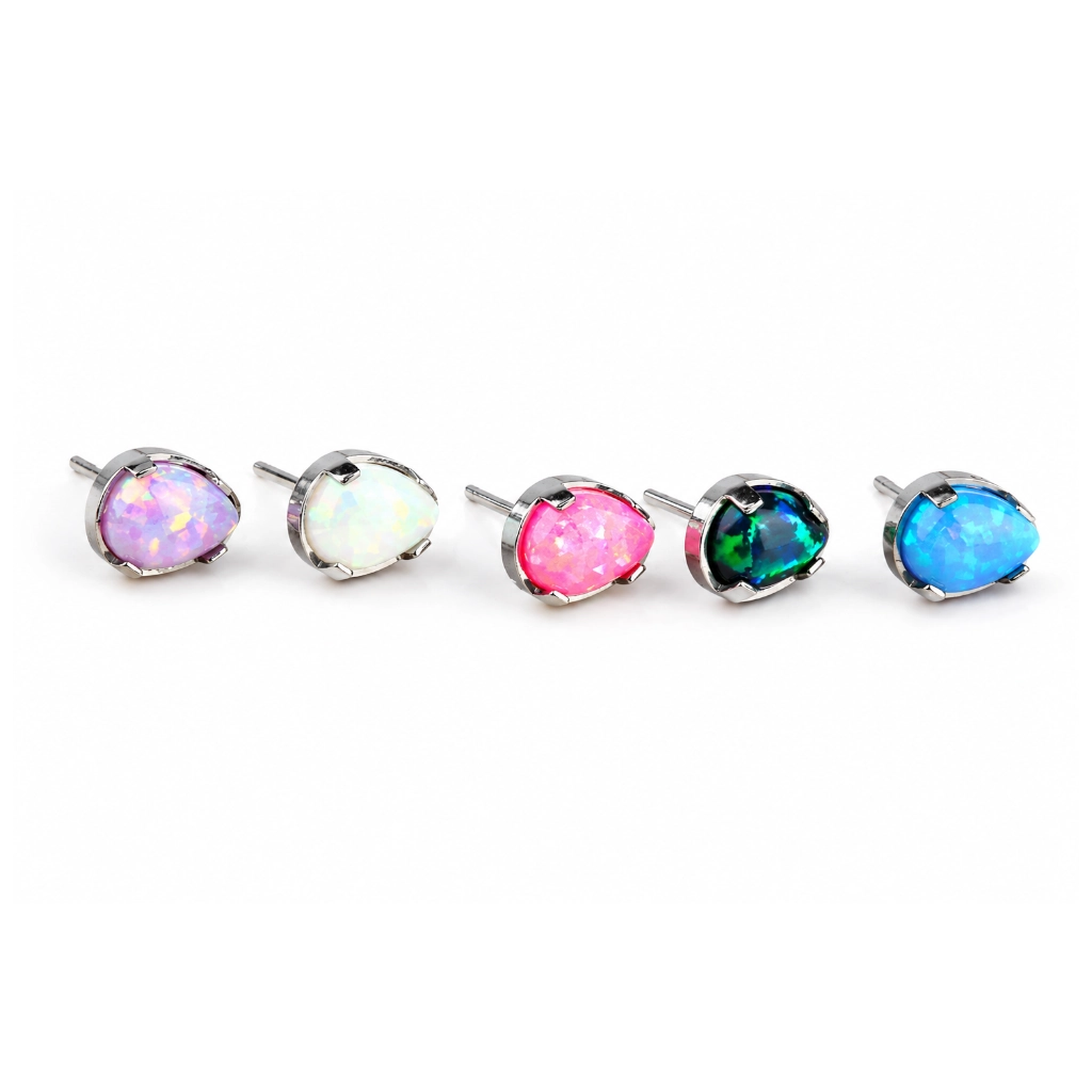 Embout Piercing Strass Opale Goutte Titane ASTM F136 Threadless – Bijou Piercing Haut de Gamme Hypoallergénique Ultra Résistant*