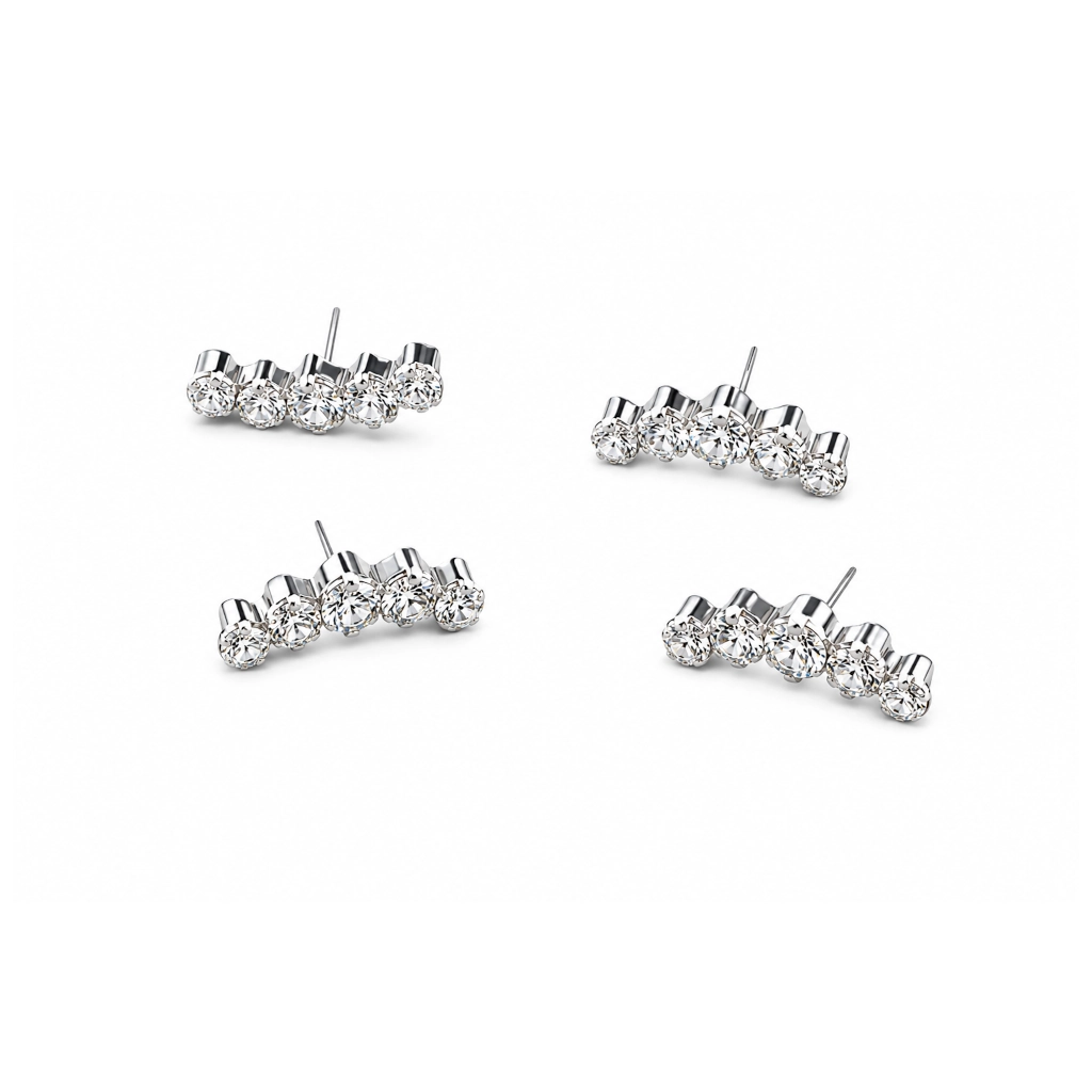 Embout Piercing 5 Strass Titane ASTM F136 Threadless – Bijou Piercing Haut de Gamme Hypoallergénique Ultra Résistant*