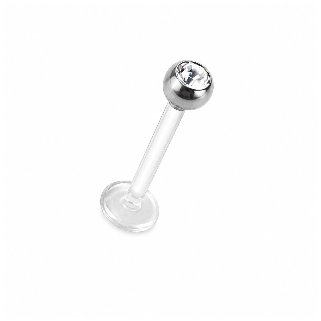 Labret Bioflex Stérile Antimicrobien avec Strass – Piercing Confort Haute Qualité 1,2 x 10 mm*