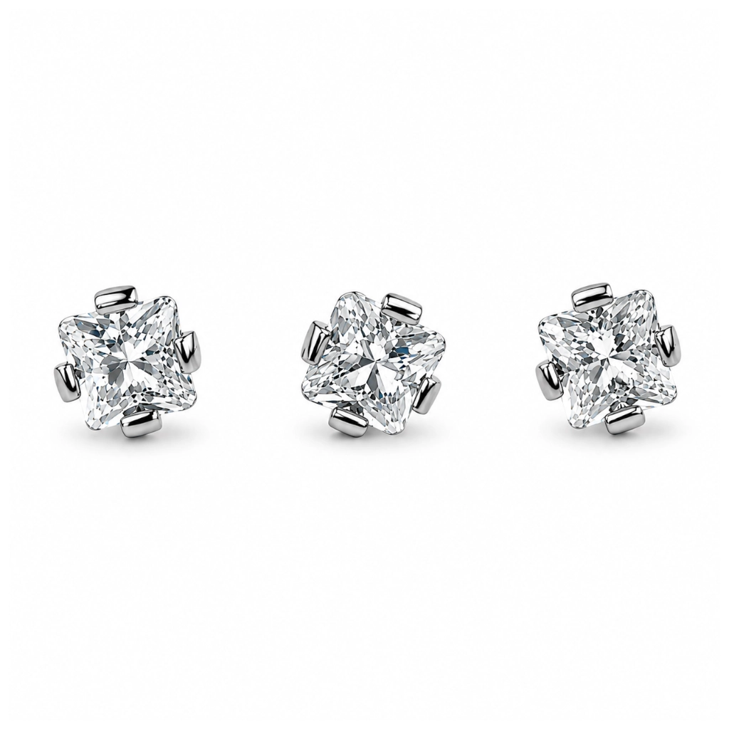 Piercing Embout Titane ASTM F136 Premium Strass Carré – Pas de vis interne 0,9 mm pour Piercing 1,2 mm*