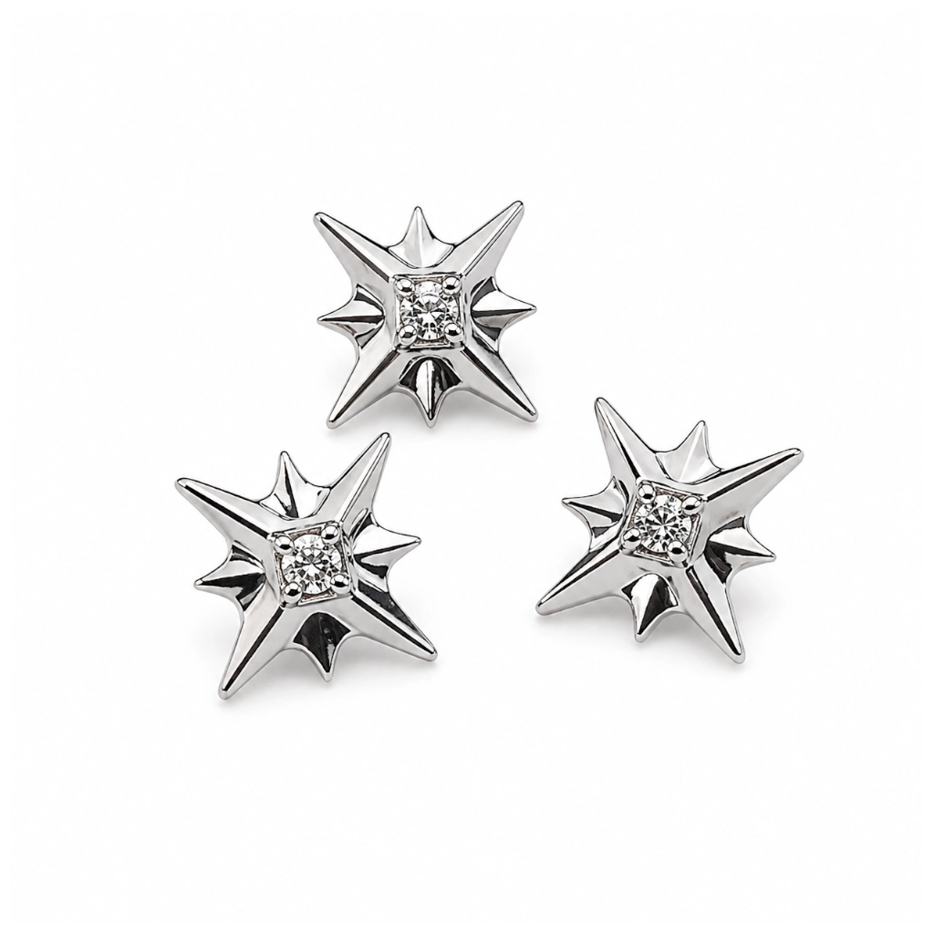 Piercing Embout Titane ASTM F136 Premium Etoile Strass 4,5 mm – Pas de vis interne 0,9 mm pour Piercing 1,2 mm*